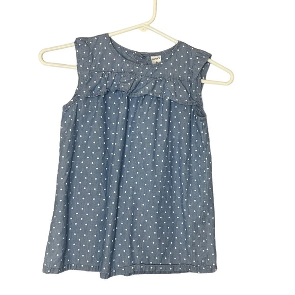 Carters tank top ruffle polka dot chambray cotton size 8 - Picture 1 of 7